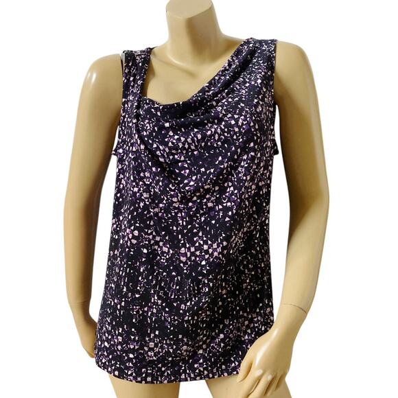 IVANKA TRUMP Womens Size Large Sleeveless Asymmetric Cowl Neck Tank Top Shirt - Picture 1 of 8